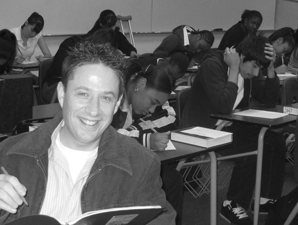 A photo of students reading in a class.