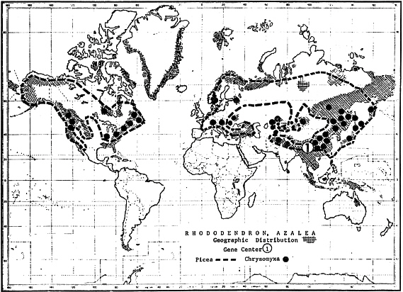 Geographic distribution of rhododendrons