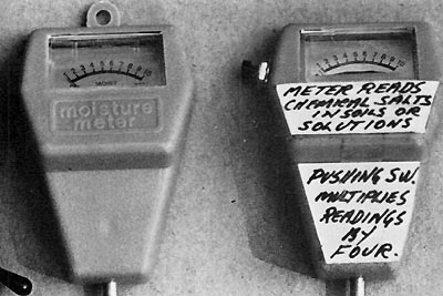 Original and modified moisture meter parts.