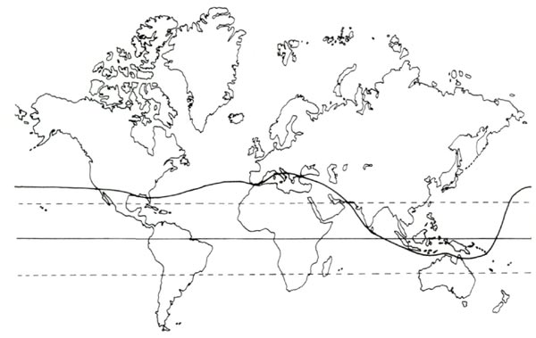 The southern limit of the genus Rhododendron excluding vireyas.