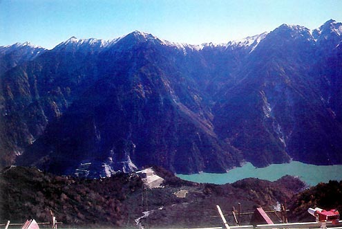 Interior view of mountain wall thought to have moved from mainland coast.