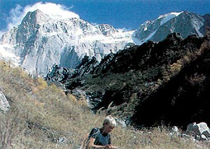 Mt. Siguniang, rhododendron in background.