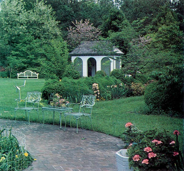 Patio with gazebo in background