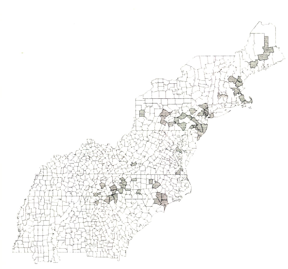 Figure 1. Distribution map of Oberea 
myops.