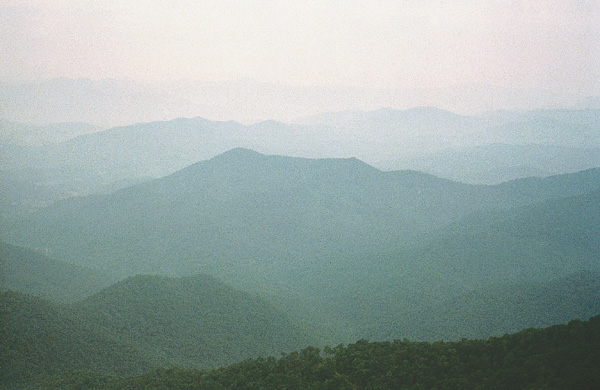 Increasing haze in the mountains of North Carolina.