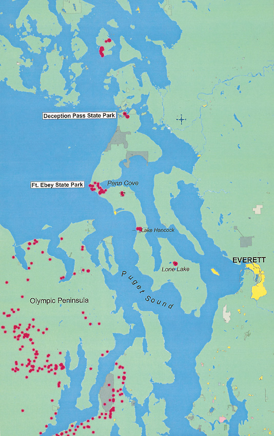 Whidbey Island, WNARSP data shown in
dark pink.