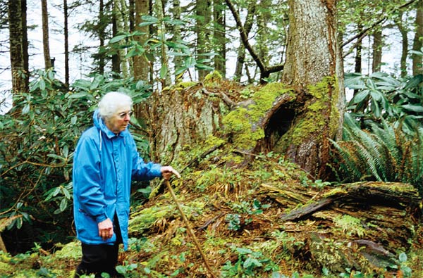 Dora Kreiss in her garden