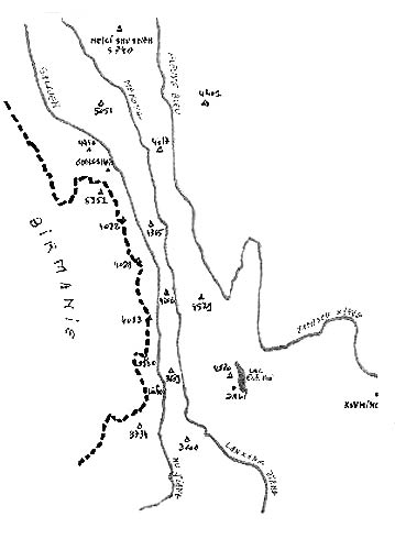 Yunnan map of trek by
the author's party