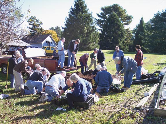 Potting party at Marshy
Point Nursery