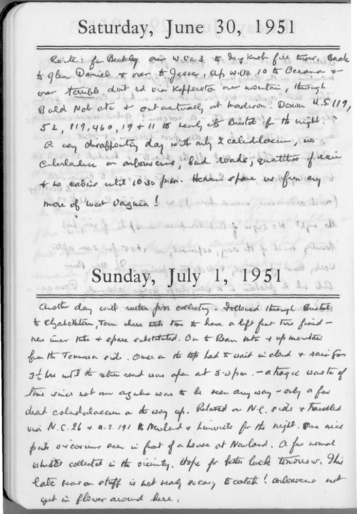 Henry Skinner notebook entry for
Saturday, June 30, 1951