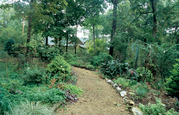 Long blind garden path.