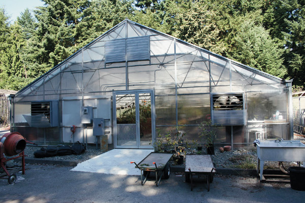 Front of new vireya greenhouse at the
RSF Botanical Garden.