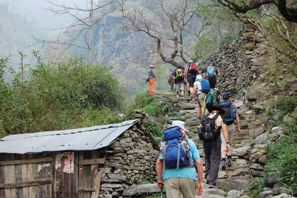 An early stage of the trek on 
stone paths.