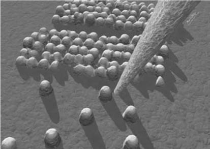 Nanomanipulation Animation Still (Image courtesy of the VisTE Project)