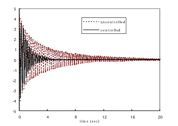 Responses of the beam after an initial disturbance at the tip.